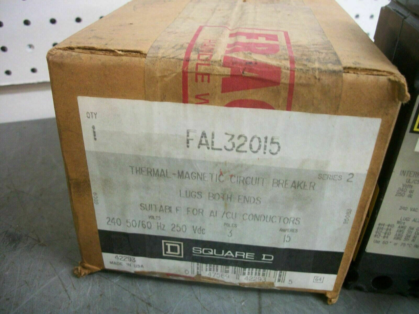 SQUARE D FAL CIRCUIT BREAKER FAL32015 15AMP 240VOLT 3POLE GRAY NIB