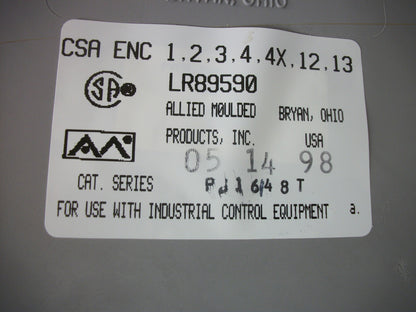 HAMMOND NON-METALLIC 16 X 14 X 8 ENCLOSURE TYPE 1,2,3,4,4X,12,13 PJ-16148 NEW