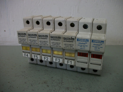 FERRAZ-SHAWMUT LOT OF 7 ULTRASAFE CLASS CC FUSEHOLDERS USCC1I 30AMP 600VOLT 1POL