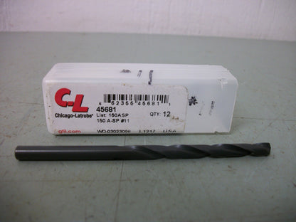 CHICAGO-LATROBE LOT OF 12 #11 3-1/2" OAL HIGH SPEED STEEL JOBBER DRILL 45681 NEW