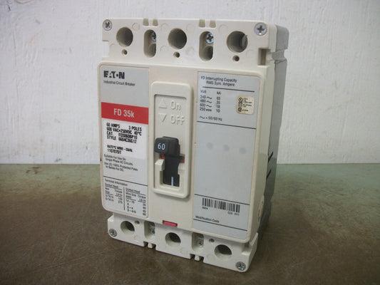 CUTLER-HAMMER FD CIRCUIT BREAKER FD3060BP10 60AMP 600VOLT 3POLE RED