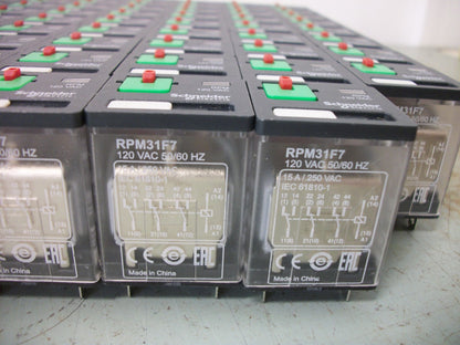 TELEMECANIQUE LOT OF 71 3PDT RELAYS RPM31F7 120VAC 15AMP 250VAC 120VCOIL NOB