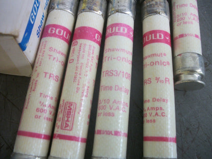 GOULD SHAWMUT BOX OF 9 TRI-ONIC FUSES TRS3/10R 3/10AMP 600VOLT NIB