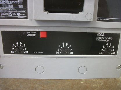 SIEMENS SENTRON JXD2-A CIRCUIT BREAKER JXD23B400 400AMP 240VOLT 3POLE