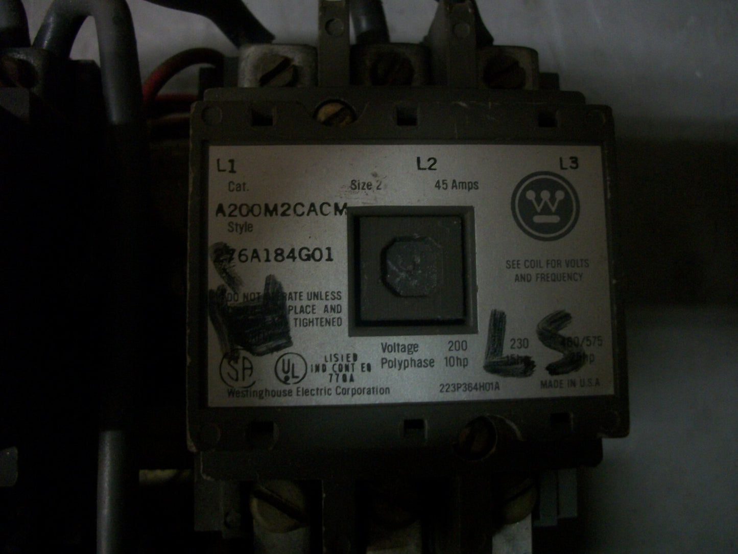 WESTINGHOUSE SIZE 2 TWO SPEED MOTOR STARTER A201K2EA A200M2CACM 45AMP 120VCOIL
