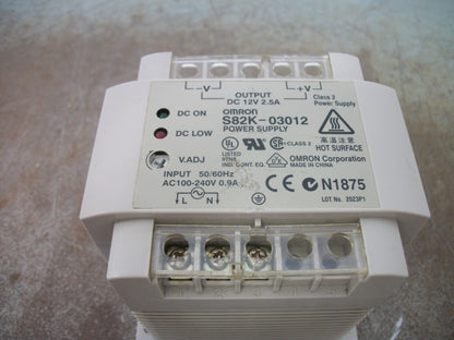 OMRON POWER SUPPLY S82K-03012 12VDC 2.5AMP