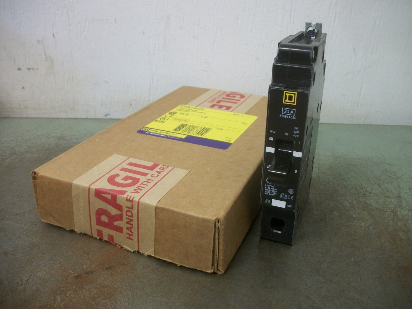 SQUARE D EDB CIRCUIT BREAKER EDB14020 20AMP 277VOLT 1POLE NIB