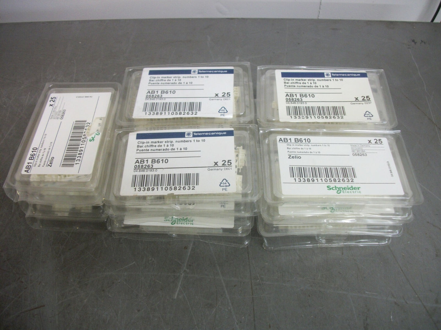 TELEMECANIQUE LOT OF 15 CLIP-IN MARKER STRIPS NUMBERS 1-10 AB1B610 NEW