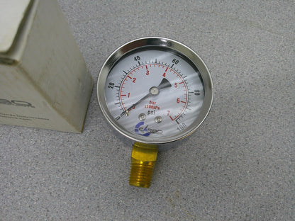 CARBO INDUSTRIES 2.5" 1/4" NPT PNEUMATIC PRESSURE GAUGE D25-CSL-100 100PSI NIB