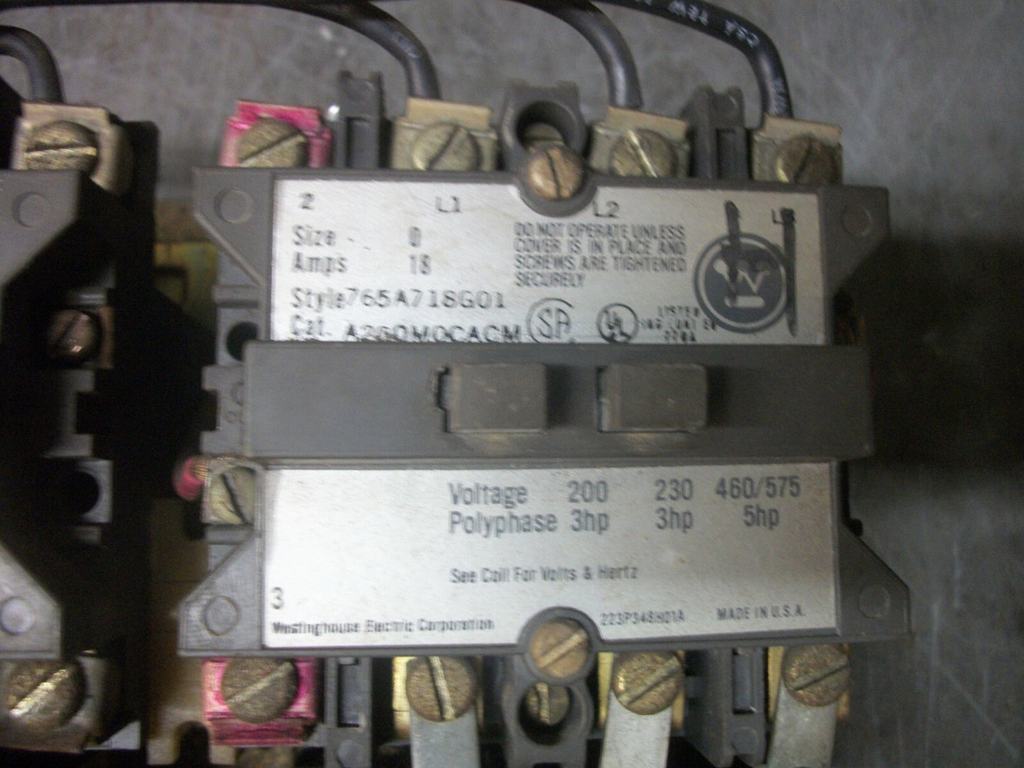 WESTINGHOUSE SIZE 0 TWO SPEED MOTOR STARTER A201K0EA A200M0CACM 120VCOIL