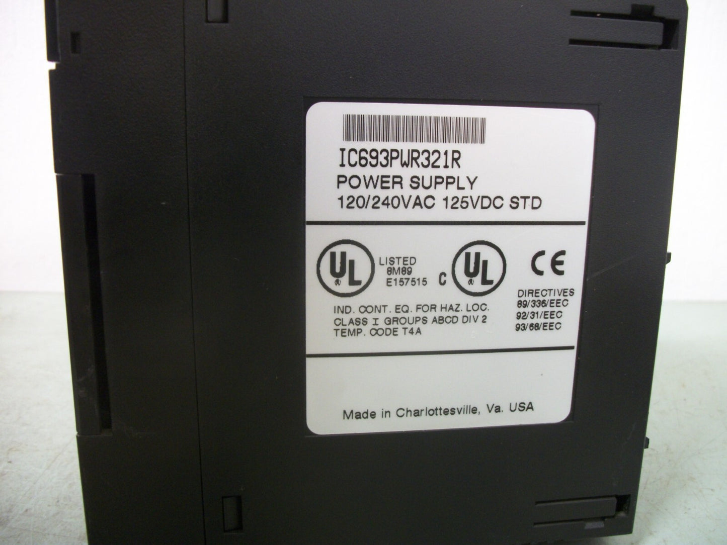 GE FANUC 120/240VAC 125VDC STD PLC POWER SUPPLY IC693PWR321R