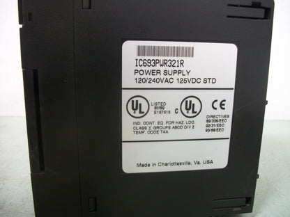 GE FANUC 120/240VAC 125VDC STD PLC POWER SUPPLY IC693PWR321R