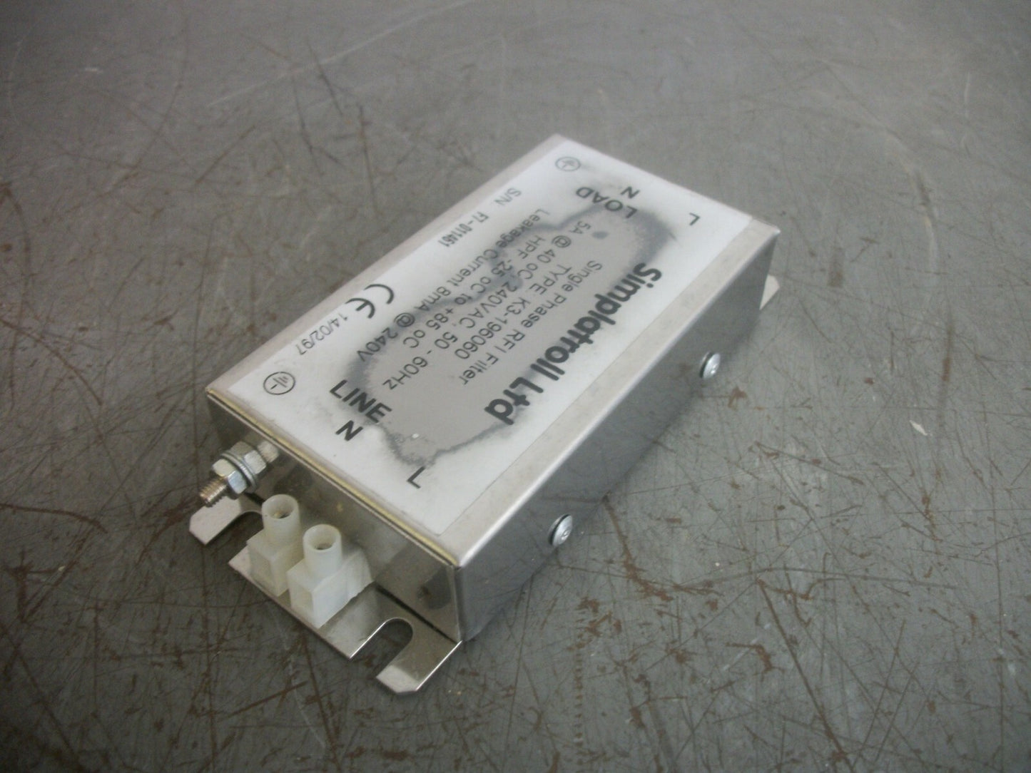 SIMPLATROLL LTD 1PH RFI FILTER K3-196060 8mA @ 240VOLT
