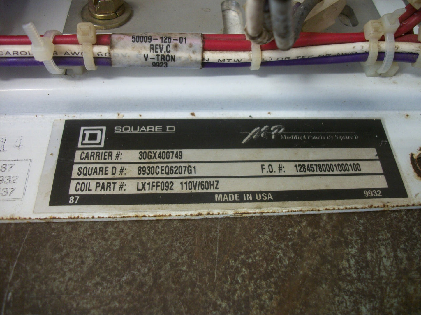 SQUARE D CARRIER 30GX400749 CHILLER STARTER UNIT 8930CEQ6207G1 110VCOIL