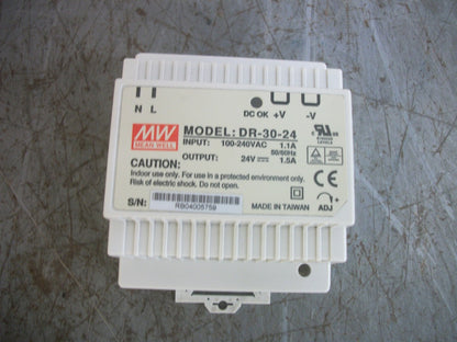 MEAN WELL POWER SUPPLY DR-30-24 24VDC 1.5AMP