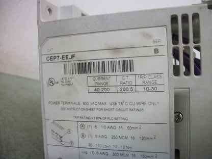 SPRECHER+SCHUH OVERLOAD RELAY CEP7-EEJF CEP7-ERR 40-200AMP