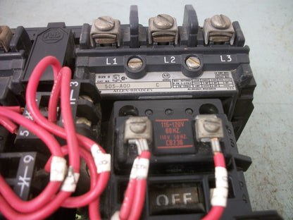ALLEN-BRADLEY REV SIZE 0 MOTOR STARTER 505-AOD 18AMP 120VCOIL 3PH 600V 5HP