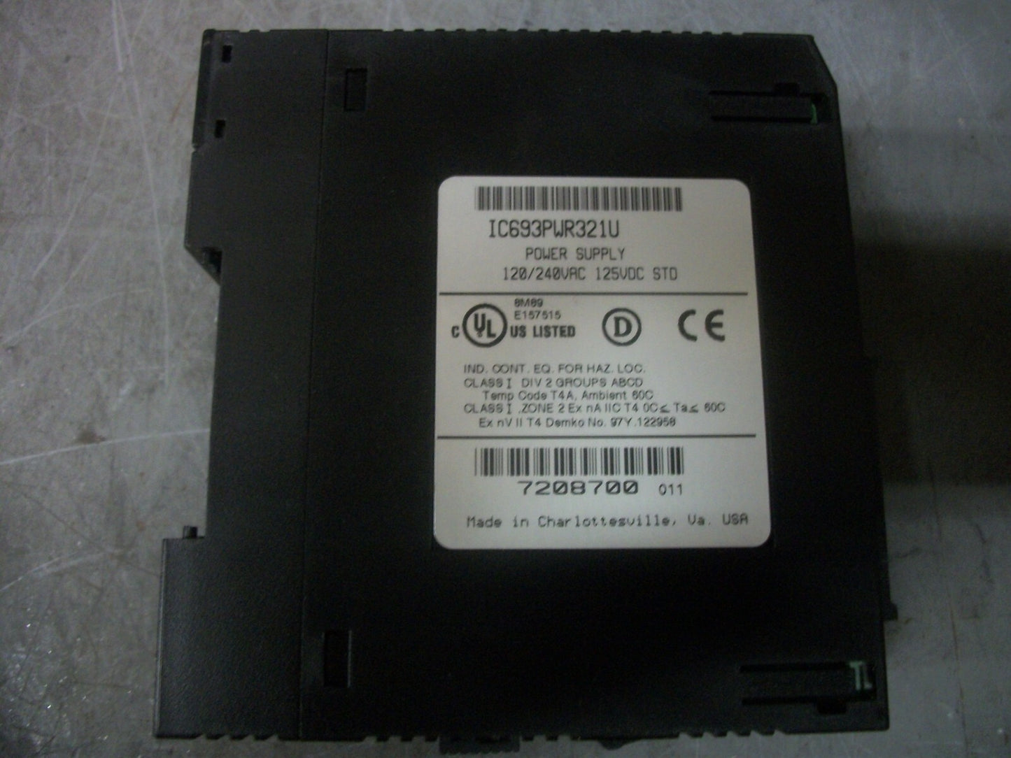 GE FANUC SERIES 90-30 PLC POWER SUPPLY IC693PWR321U 120/240VAC 125VDC