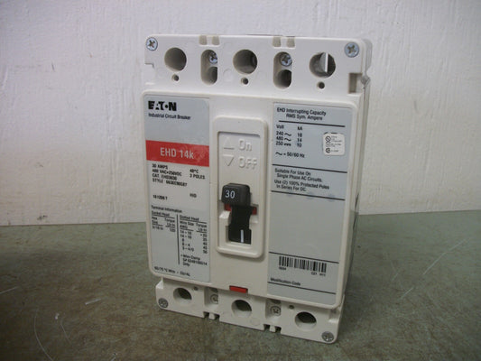CUTLER-HAMMER EHD CIRCUIT BREAKER EHD3030 30AMP 480VOLT 3POLE RED NOB