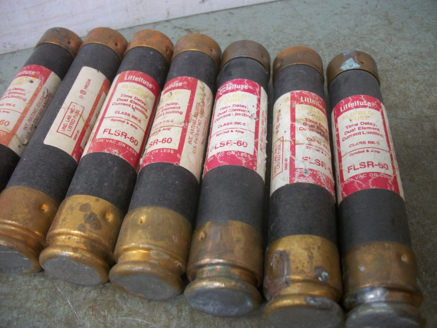 LITTELFUSE LOT OF 7 SLO-BLO FUSES FLSR60 60AMP 600VOLT