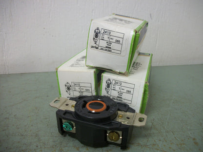 LEVITON LOT OF 3 SINGLE LOCK RECEPTACLES 2410 20AMP 125/250VOLT 3P 4W NIB