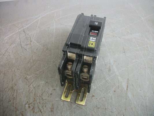 SQUARE D QOU CIRCUIT BREAKER QOU215VH 15AMP 240VOLT 2POLE 22kA NOB