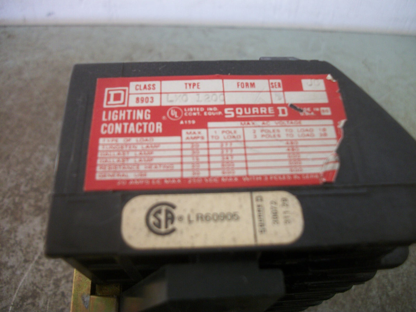 SQUARE D 30AMP 8POLE LIGHTING CONTACTOR 8903LX01200 120VCOIL