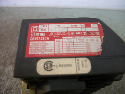 SQUARE D 30AMP 8POLE LIGHTING CONTACTOR 8903LX01200 120VCOIL