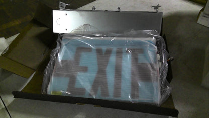 COMPASS CELR SERIES RECESSED MOUNT SINGLE FACE RED LETER EXIT SIGN CELR1RNE NIB