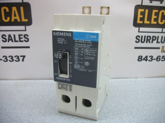SIEMENS NGB CIRCUIT BREAKER NGB2B100 100AMP 600VOLT 2POLE