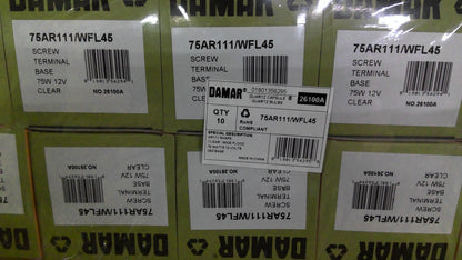 DAMAR 26100A LOT OF 10 AR111 CLEAR WIDE 75AR111/WFL45 FLOOD QUARTZ BULBS