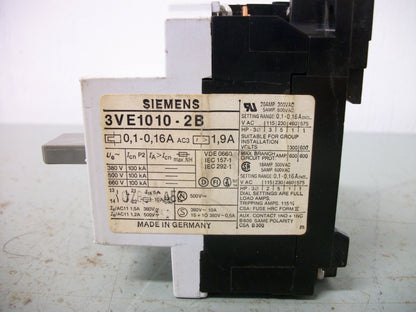 SIEMENS MOTOR CIRCUIT BREAKER 3VE1010-2B 0.1-0.16AMP