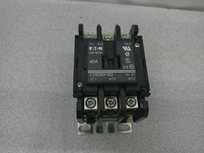 CUTLER-HAMMER CONTACTOR C25DNY162 40AMP 24VCOIL 3PH 600V 20HP