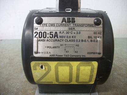 ABB CMS 200:5A CURRENT TRANSFORMER 7524A79G03 10KV