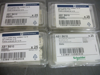 TELEMECANIQUE LOT OF 15 CLIP-IN MARKER STRIPS NUMBERS 1-10 AB1B610 NEW