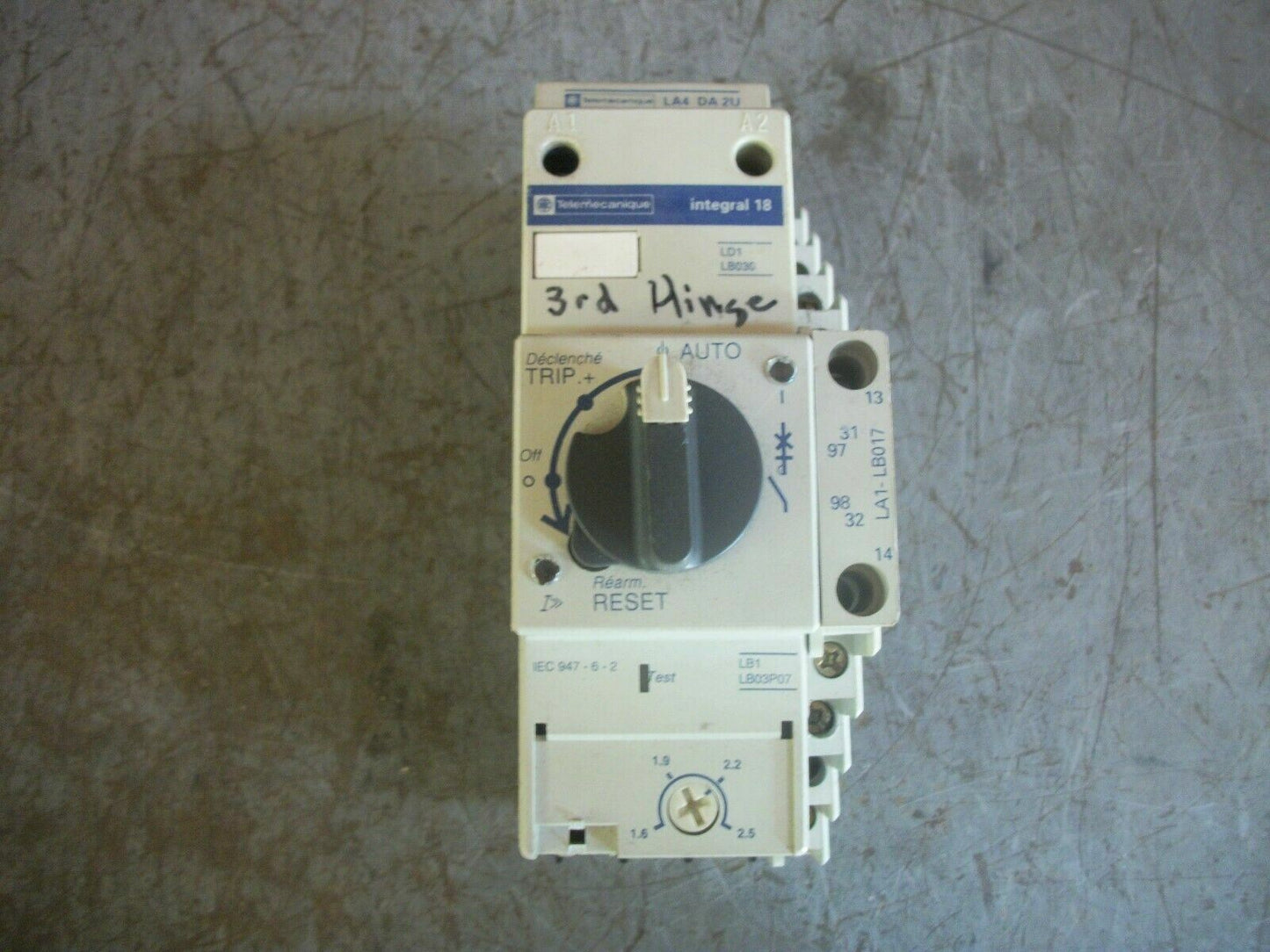 TELEMECANIQUE MANUAL MOTOR STARTER LD1-LB030 120VCOIL 1.6-2.5AMP W/LB1-LB03P07