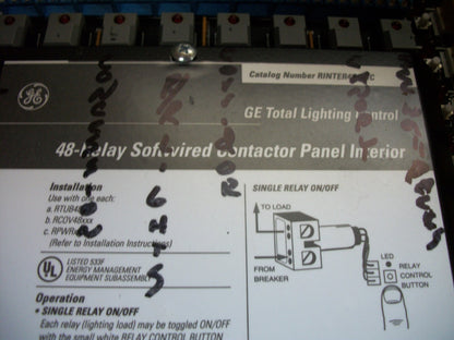 GE 48-RELAY SOFTWIRED CONTACTOR LIGHTING CONTROL PANEL CABINET RINTER4848SC