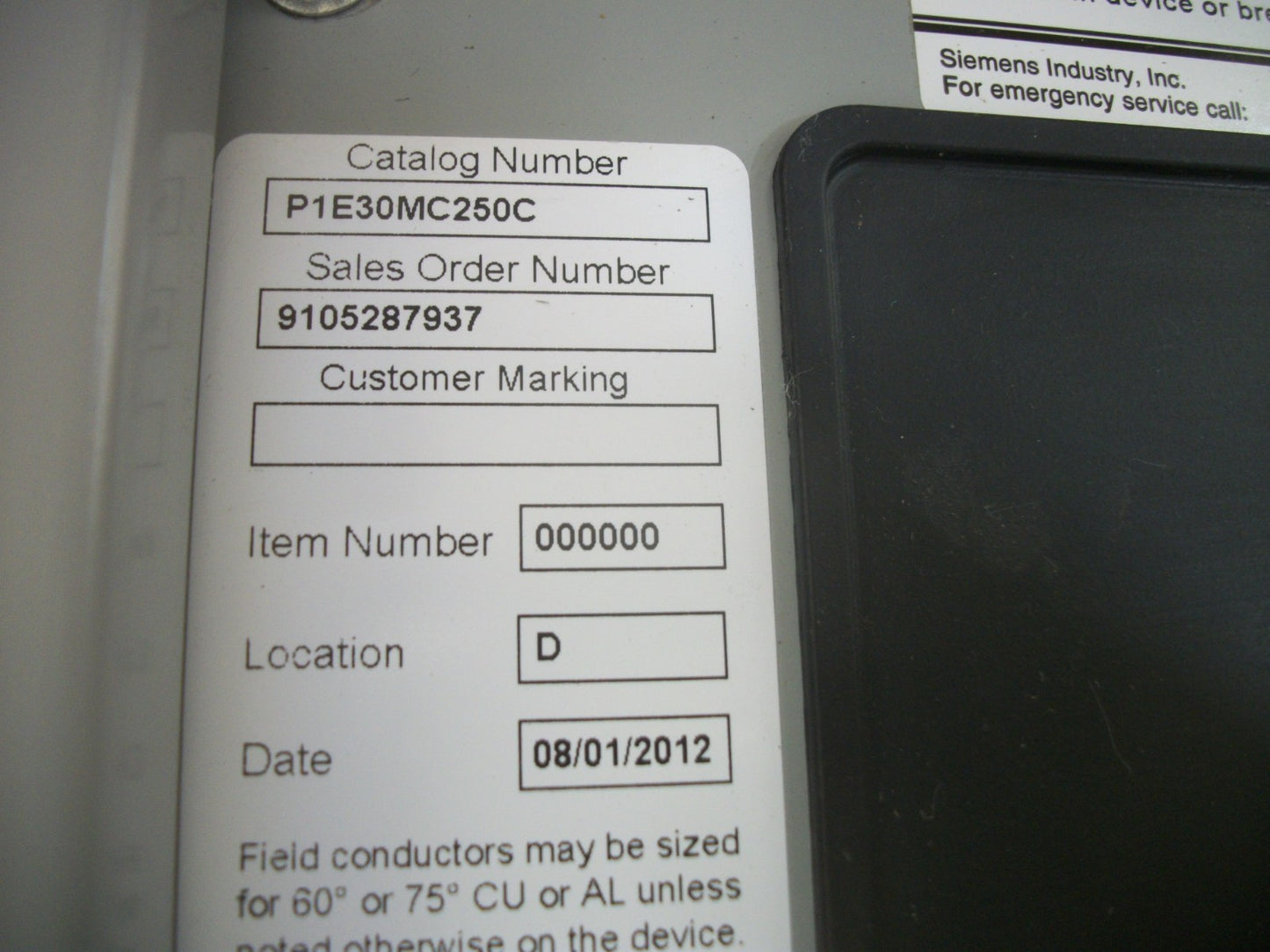 SIEMENS P1 LOAD CENTER PANELBOARD BQD 100AMP 480Y/277VOLT 3PH 4W