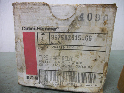 CUTLER-HAMMER TYPE AA RELAY 9575H2615-66 12AMP 120VCOIL 600V 2POLE NIB