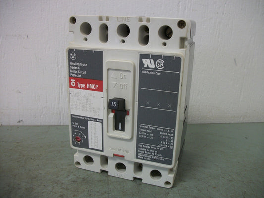 WESTINGHOUSE HMCP CIRCUIT BREAKER HMCP015E0C 15AMP 600VOLT 3POLE