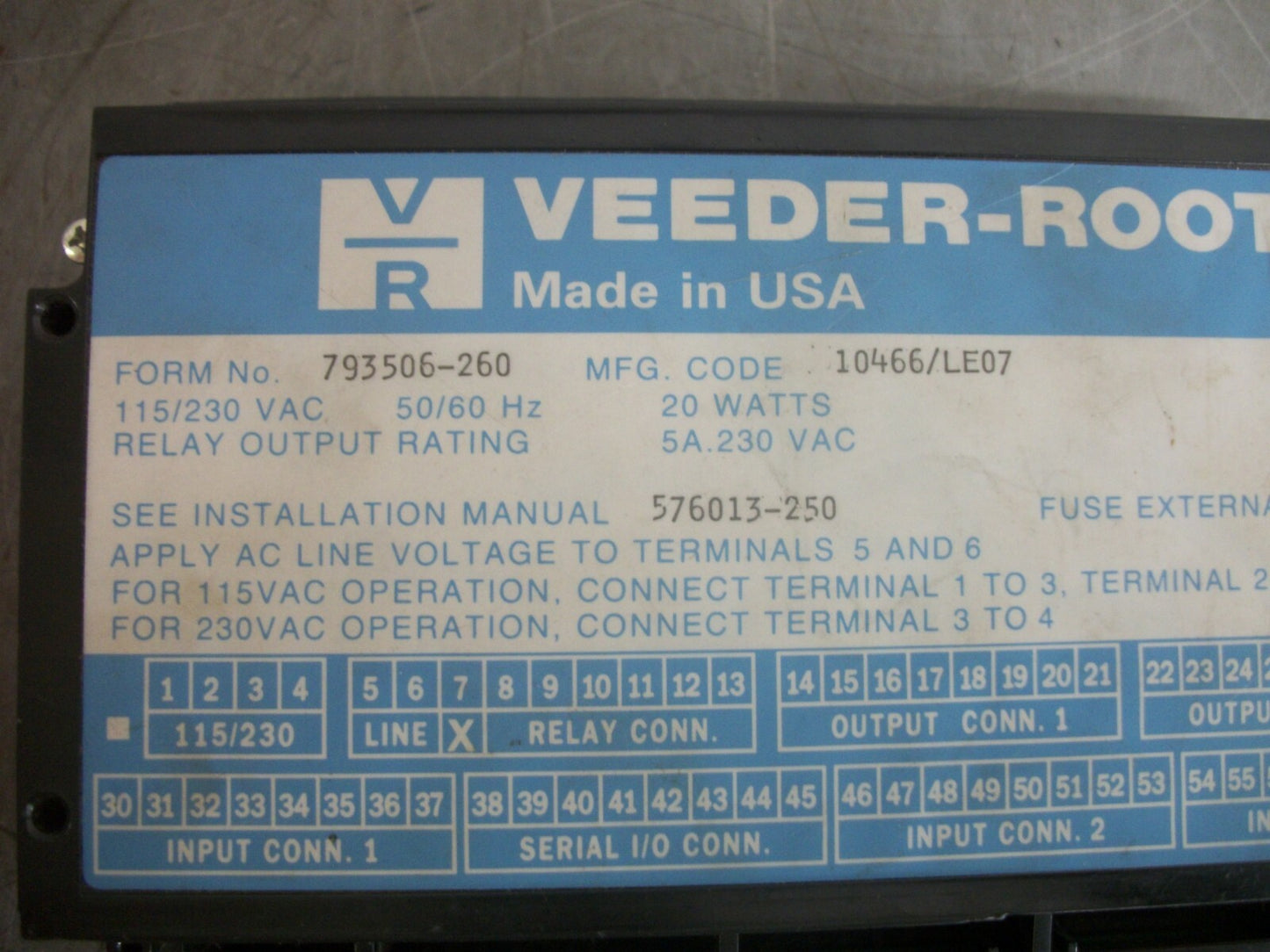 VEEDER-ROOT PDC-1 PRODUCTION DATA CONTROL PANEL 793506-260