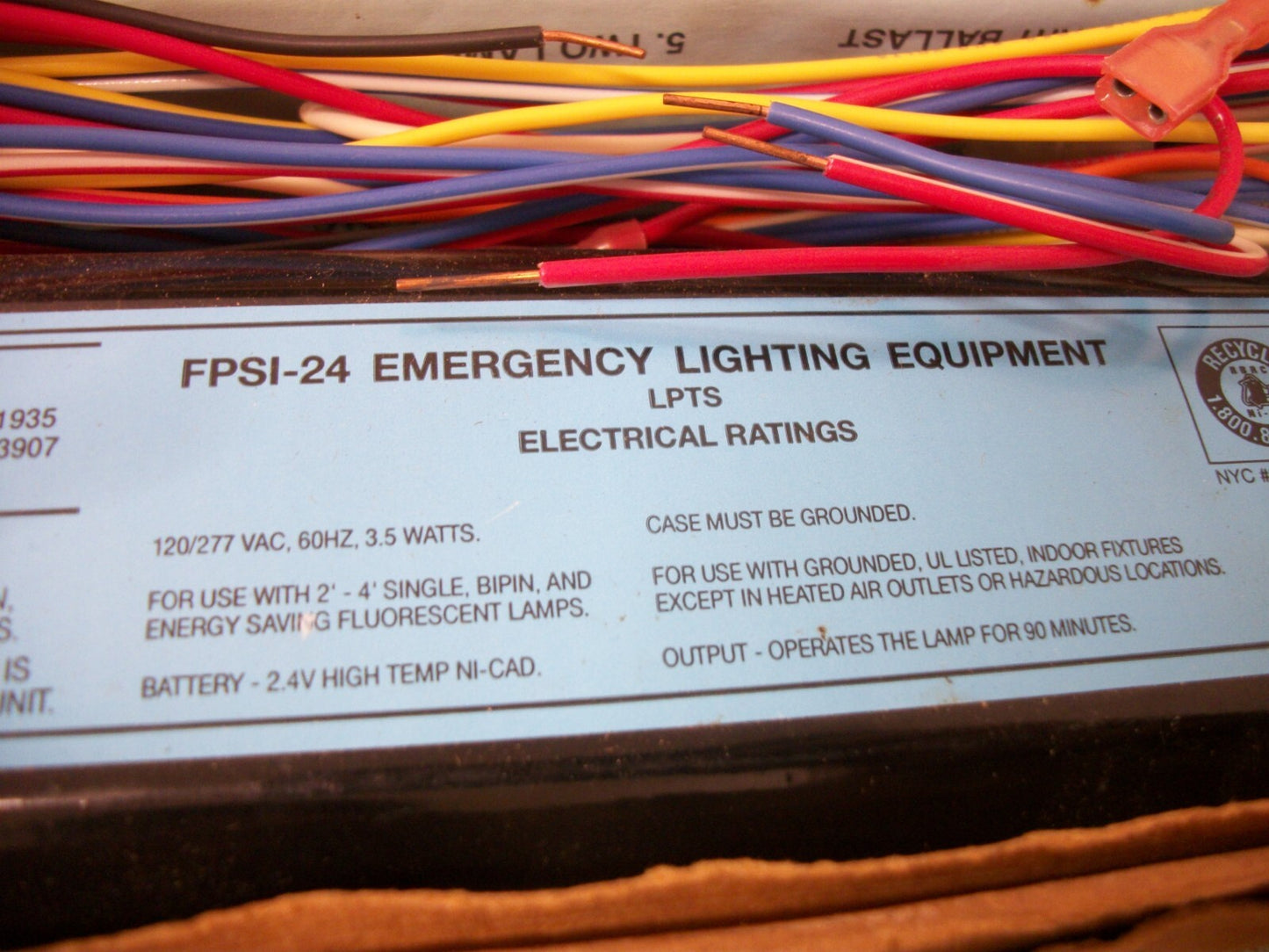 EMERGI-LITE EMERGENCY LIGHTING BALLAST FPSI-24 120/277VOLT NIB
