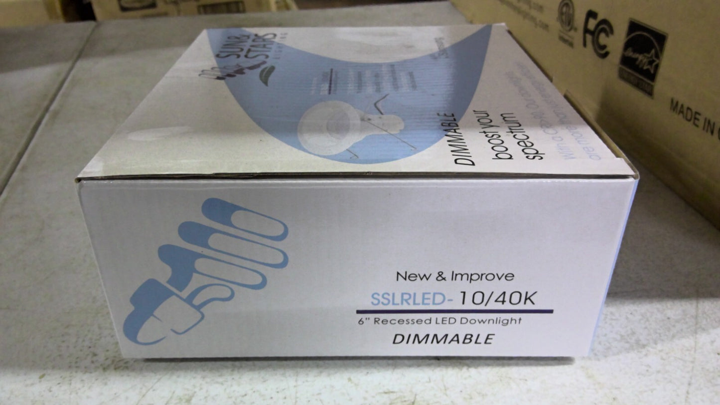 SUN & STARS BOX OF 19 WHITE DIMMABLE 6" RECESSED LED DOWNLIGHTS SSLRLED-10/40K