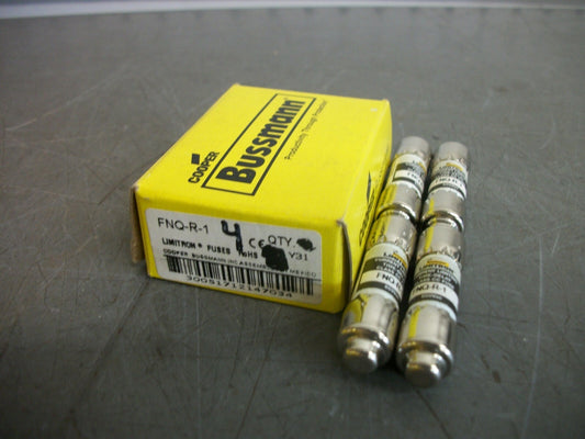 BUSSMANN BOX OF 4 CC LIMITRON FUSES FNQ-R-1 1AMP 600VOLT NIB