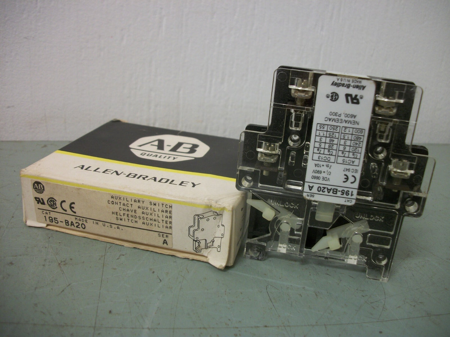 ALLEN-BRADLEY 2N.O. AUXILIARY CONTACT SWITCH BLOCK 195-BA20 NIB