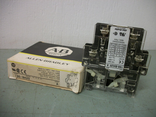 ALLEN-BRADLEY 2N.O. AUXILIARY CONTACT SWITCH BLOCK 195-BA20 NIB
