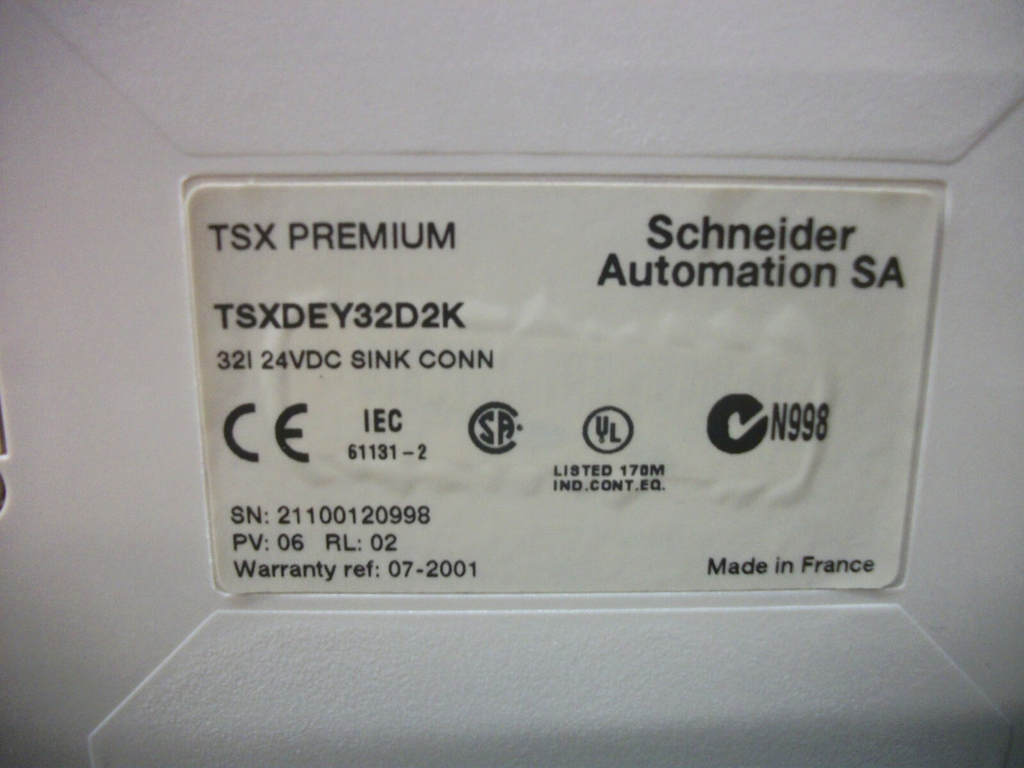TELEMECANIQUE TSX PREMIUM DIGITAL INPUT PLC MODULE TSXDEY32D2K