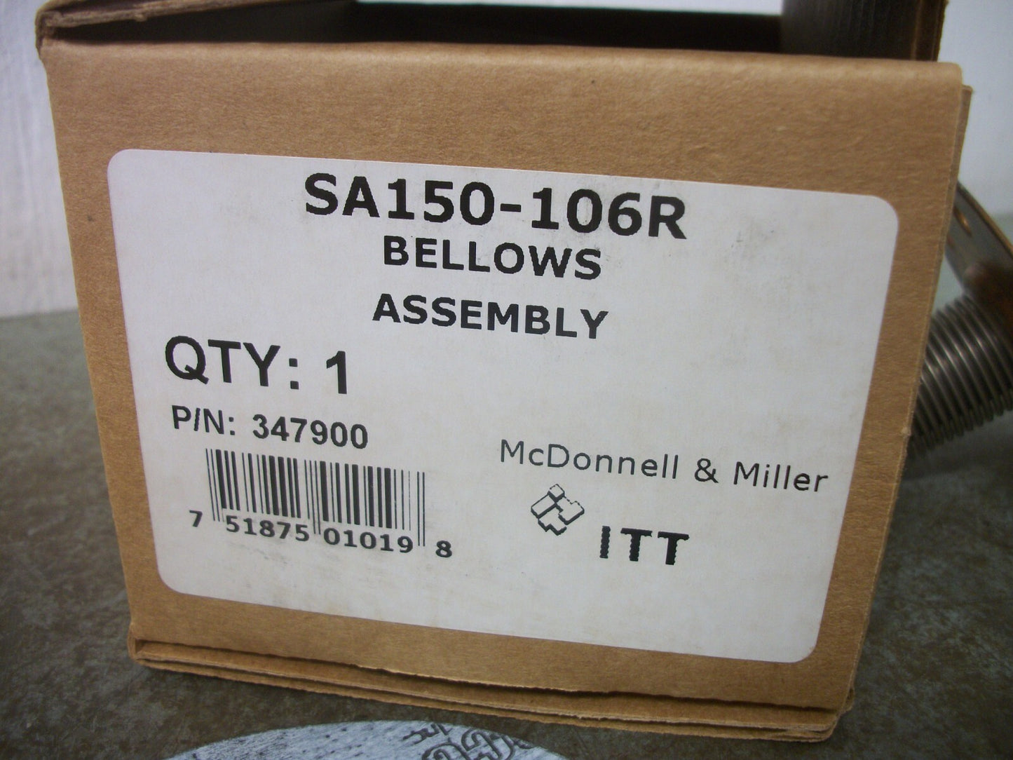 ITT MCDONNELL & MILLER 347900 BELLOWS ASSEMBLY SA150-106R NIB