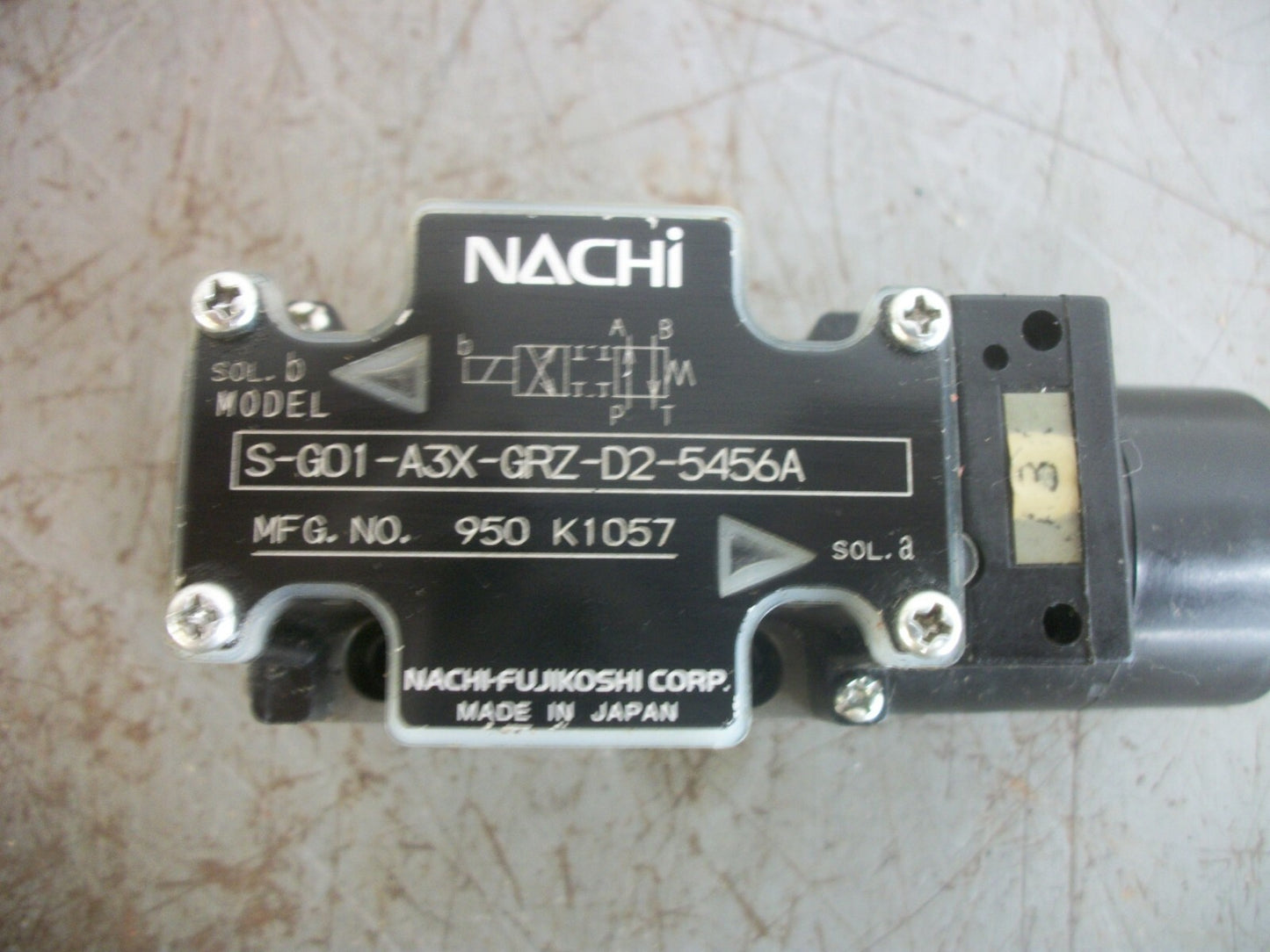 NACHI DIRECTIONAL CONTROL SOLENOID VALVE S-G01-A3X-GRZ-D2-5456A