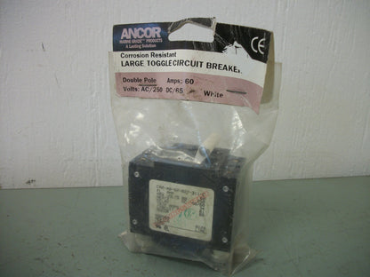 CARLING SWITCH ANCOR CIRCUIT BREAKER CA2-X0-02-827-311-C 60AMP 250VOLT 2POLE NEW